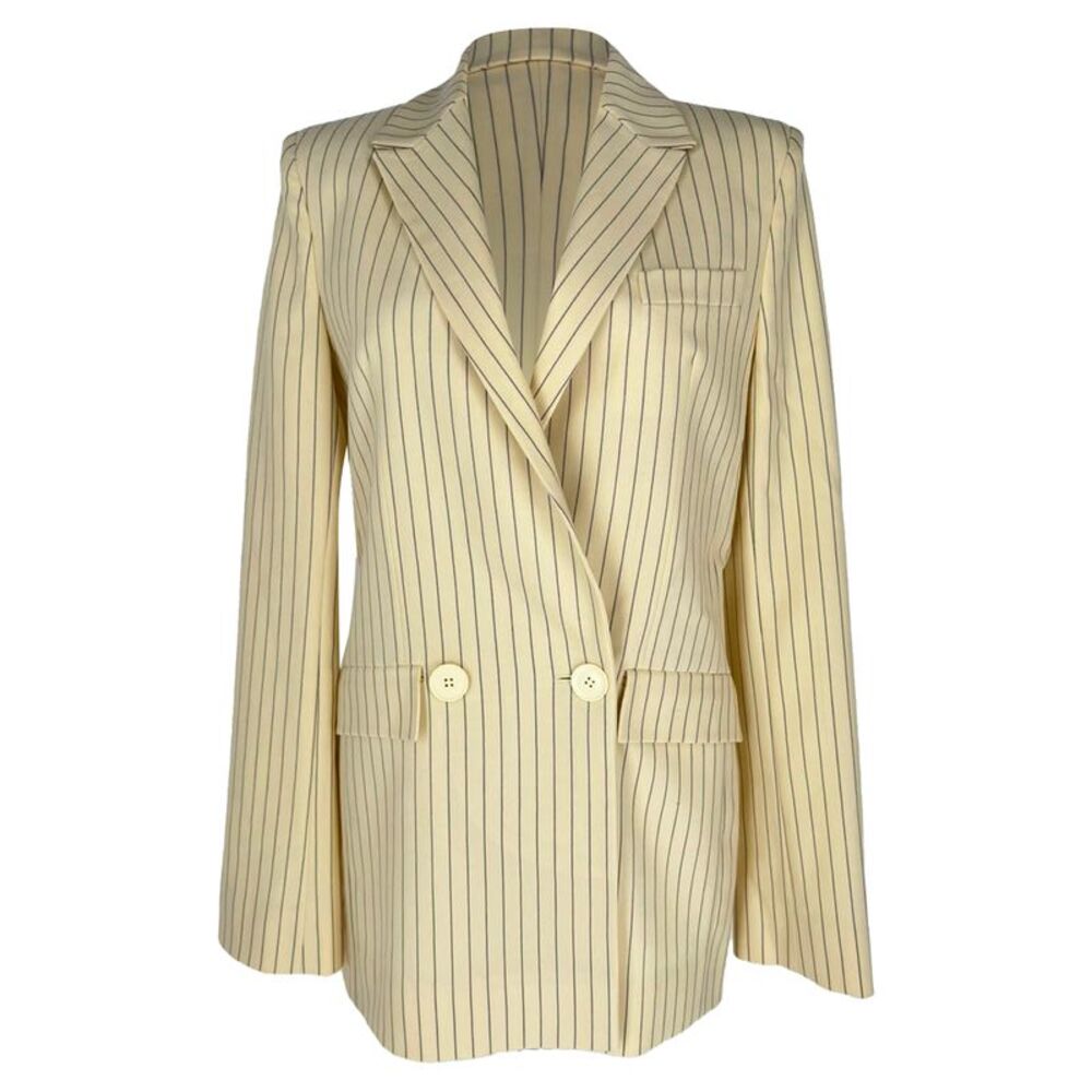 Galvan Pinstripe Jacket in Cream Wool